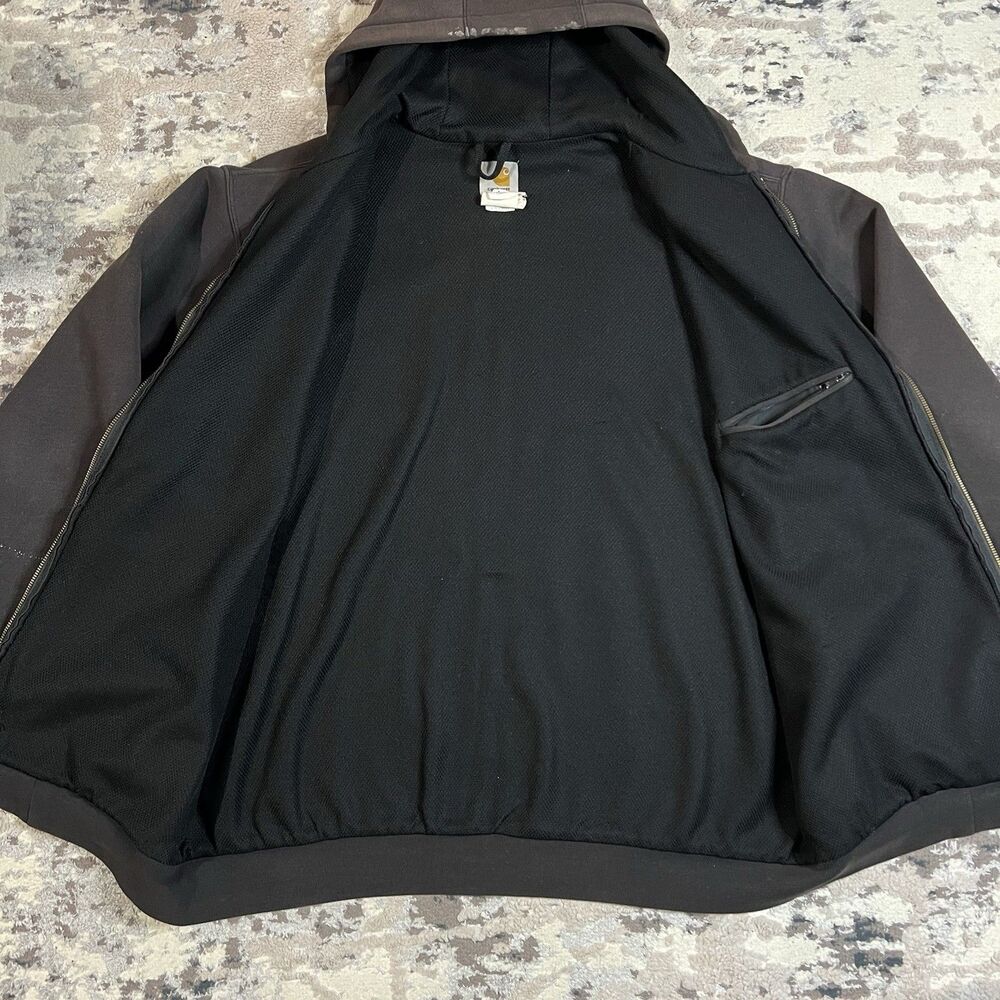 Carhartt Hoodie J149 BLK Men XLT Thermal Lined Full Zip Sweatshirt Jacket Faded - Picture 2 of 14